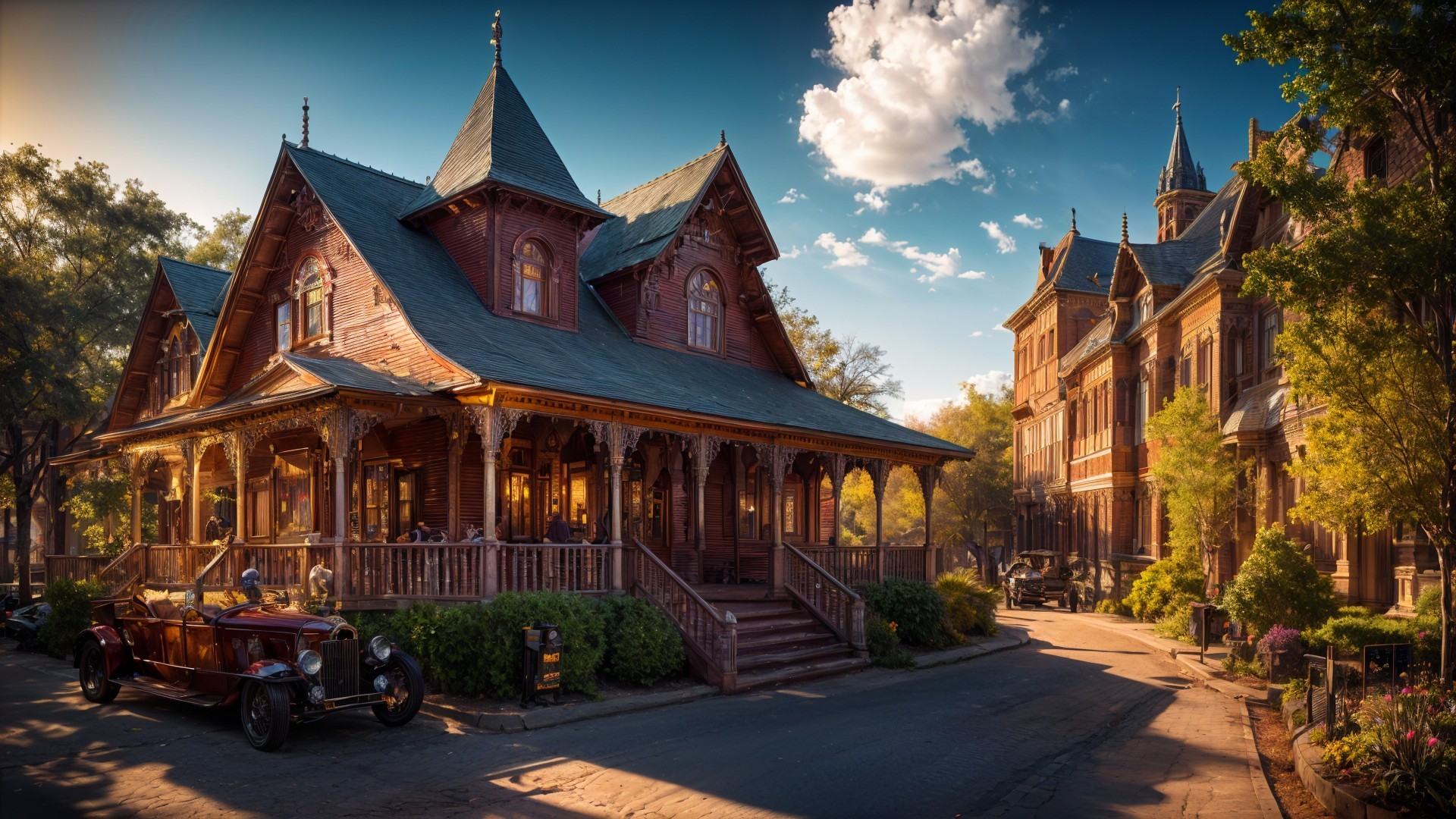 Victorian-Era House in a Picturesque Street Scene