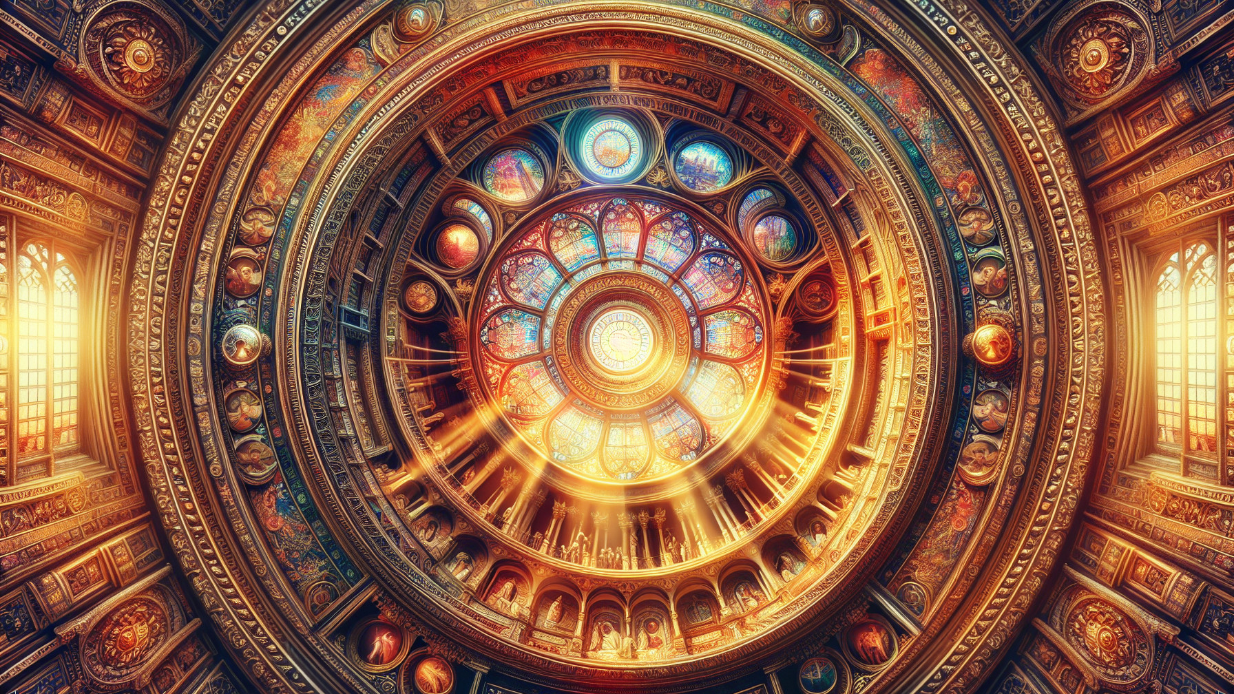 Hyperrealistic Digital Painting of Gothic Church Dome