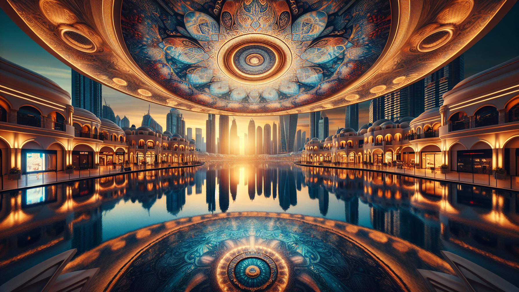 Luxurious Cityscape at Sunset with Elegant Architecture