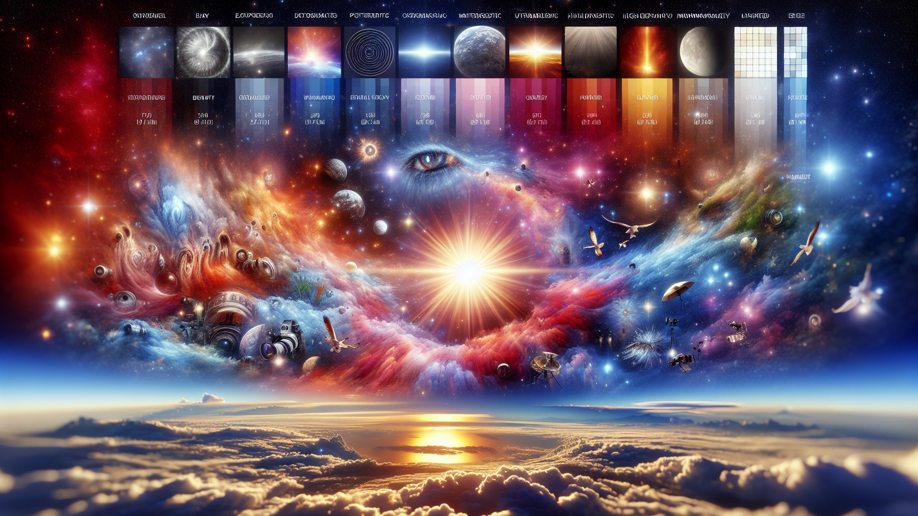 Cosmic Scene with Galaxies and Celestial Objects