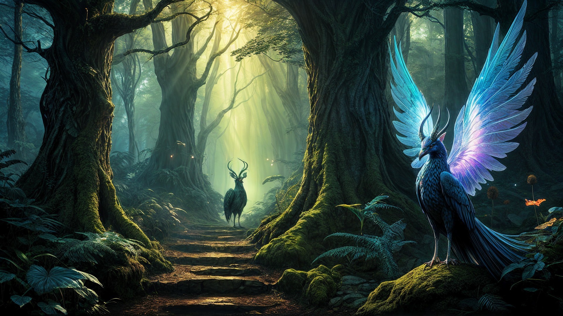 Majestic Creature in a Mystical Forest Setting