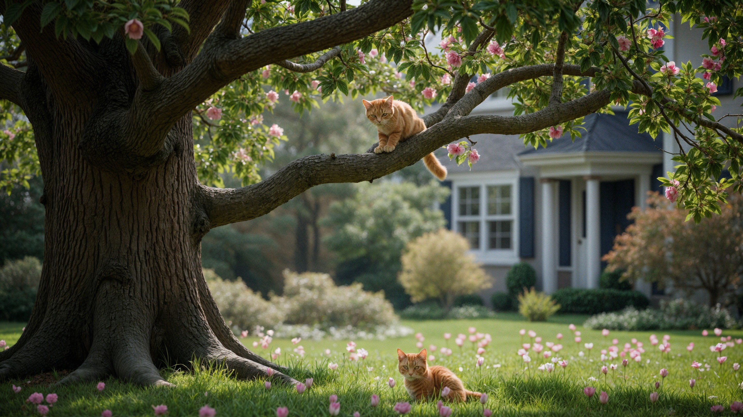 Ginger Cats in a Picturesque Garden Setting
