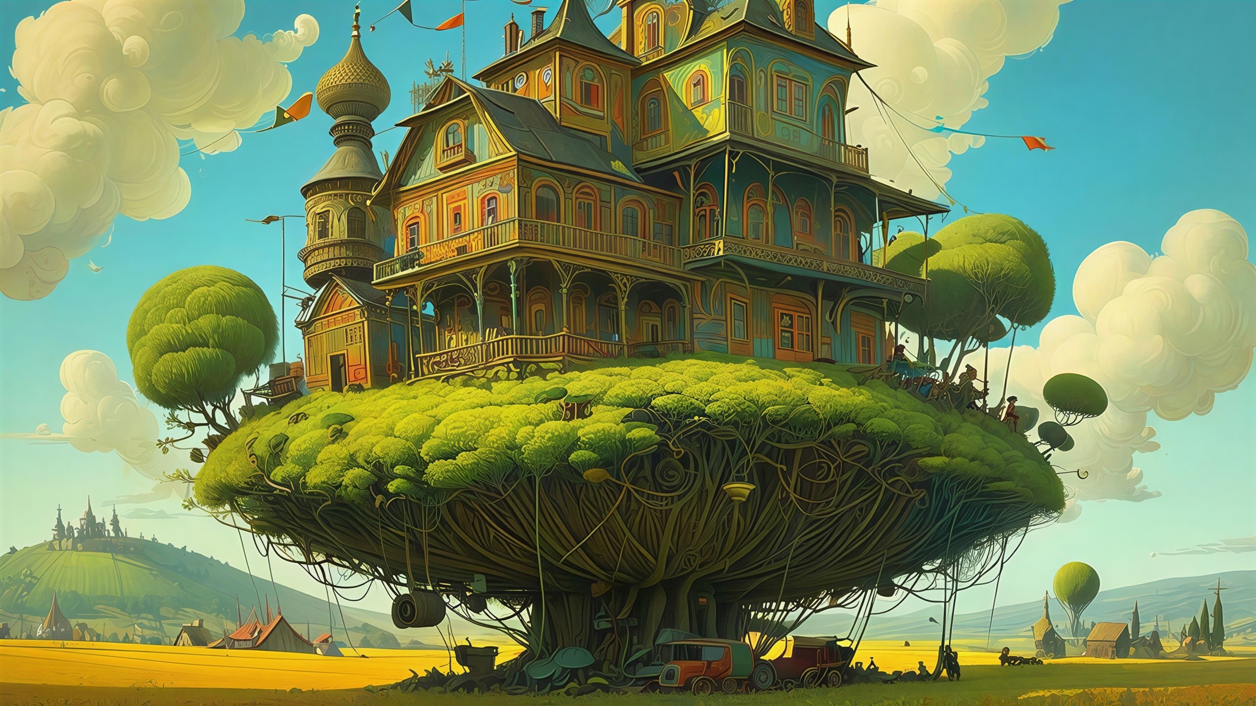 Whimsical Multi-Storied House on a Floating Island