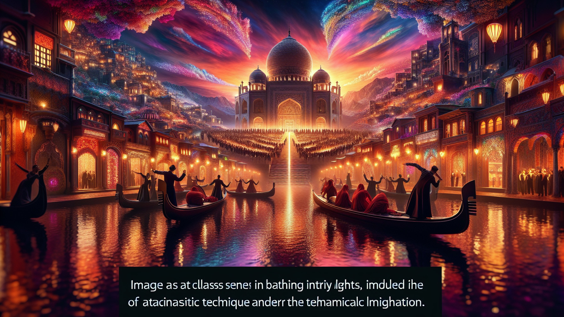 Evening Scene with Lights Reflecting on Water