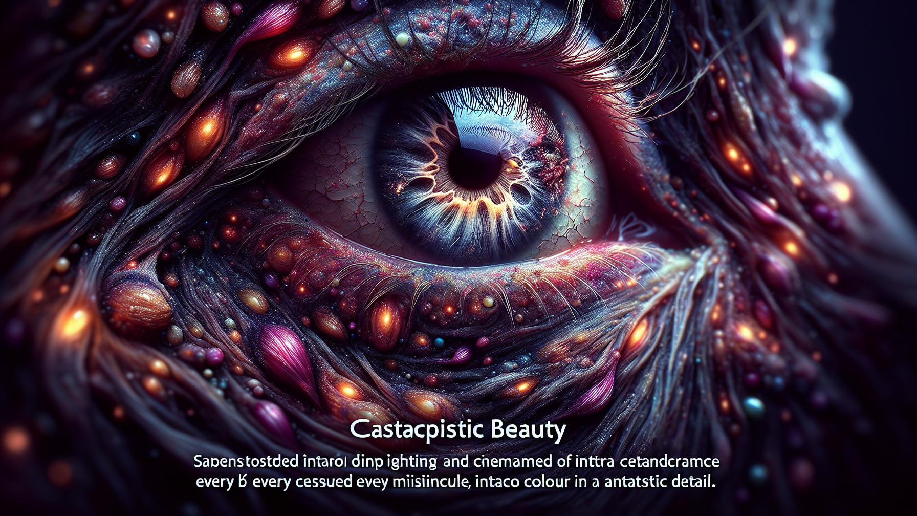Close-Up of a Colorful and Textured Eye Design