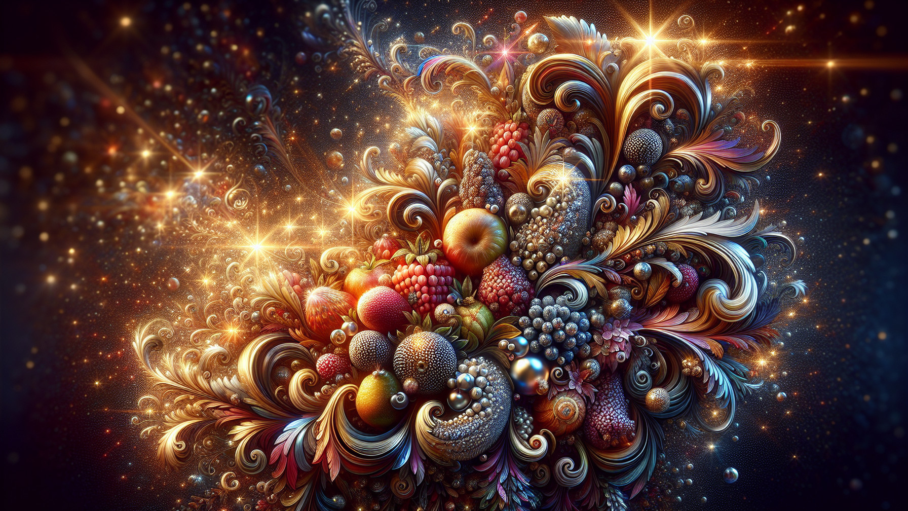 Vibrant Arrangement of Colorful Fruits and Shapes