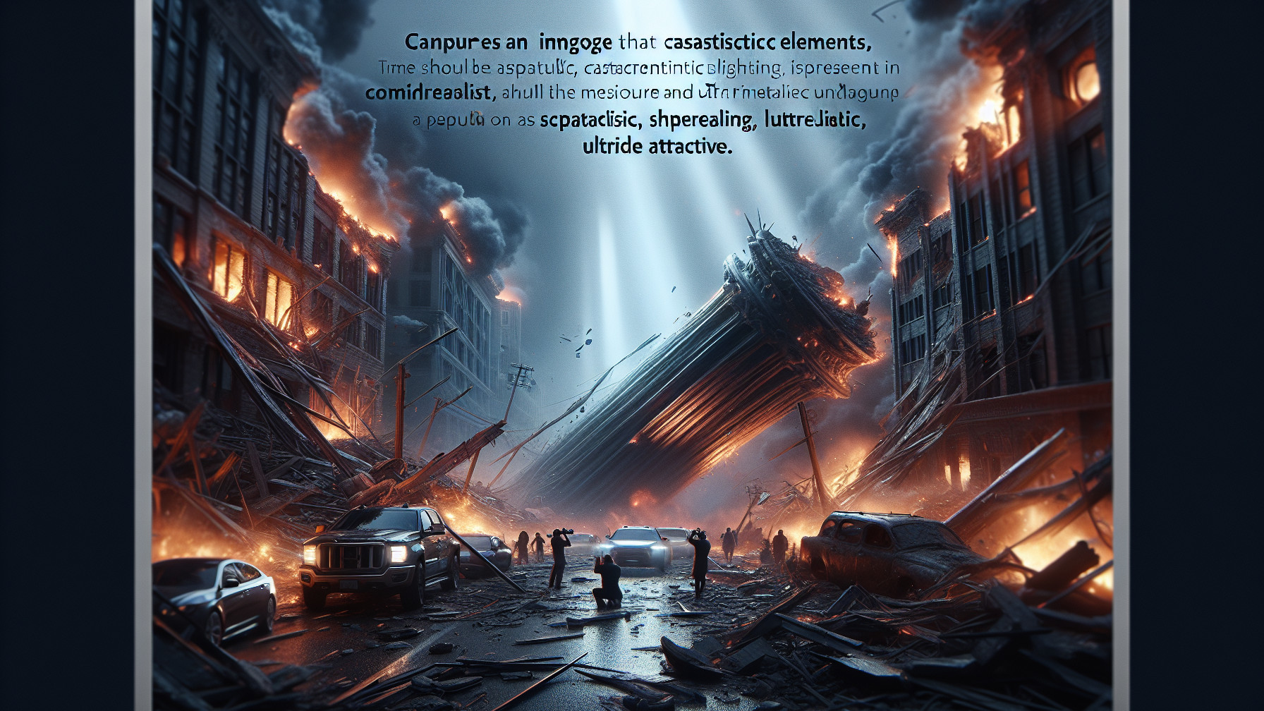 Dramatic Urban Scene of a City in Ruins and Flames