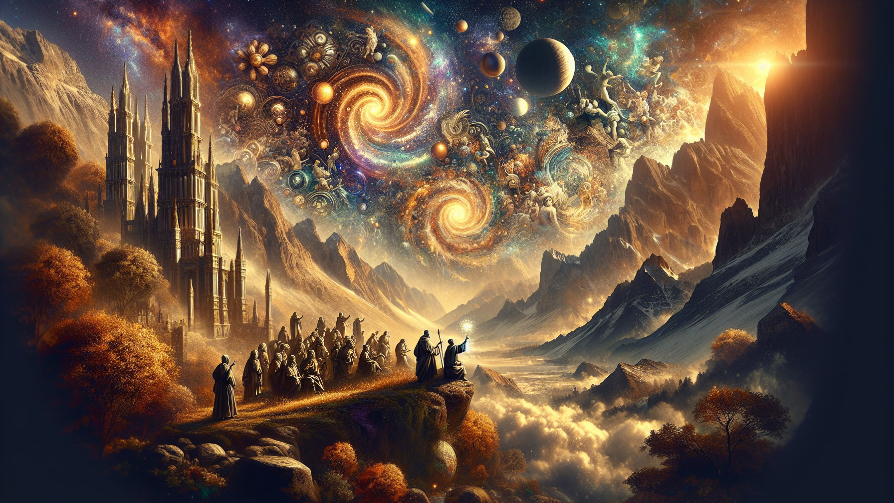 Panoramic Digital Fantasy Painting of Cosmic Landscape