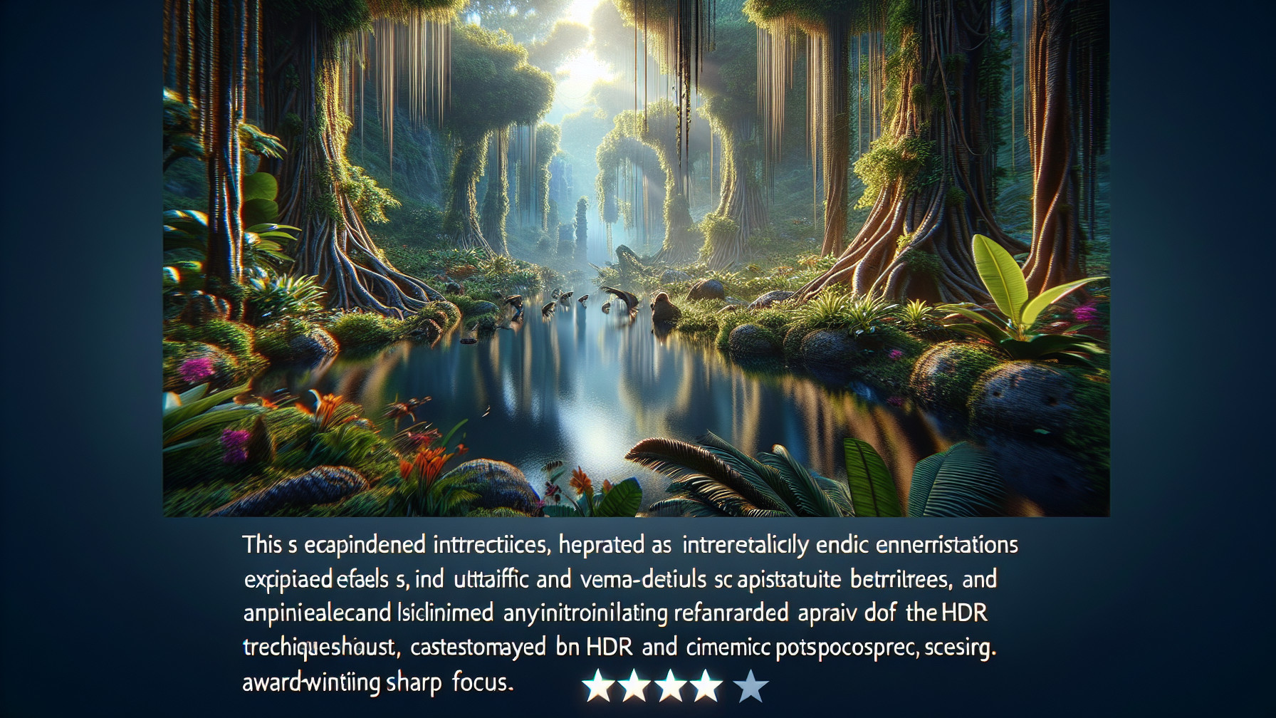 Vibrant Jungle Landscape Reflected in Calm Waters