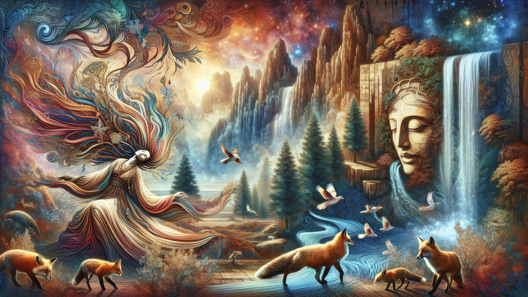 Vibrant Nature and Mysticism in Surreal Artwork