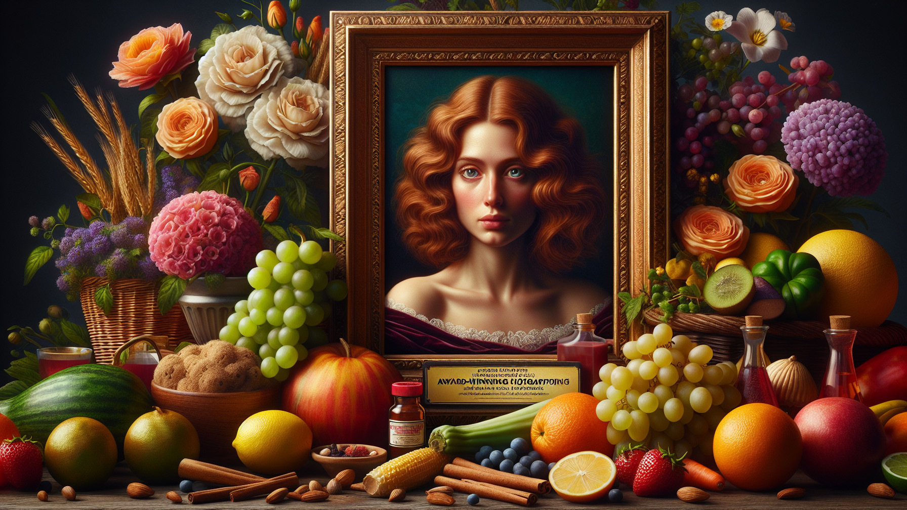 Detailed Still Life Portrait of a Red-Haired Woman
