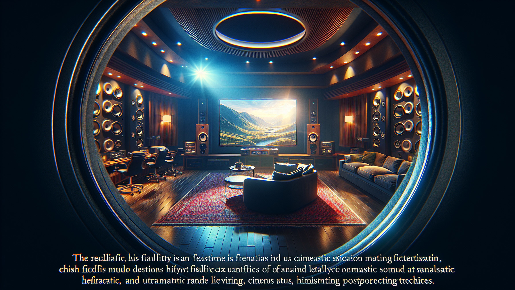 Stylish Home Theater with Plush Circular Seating