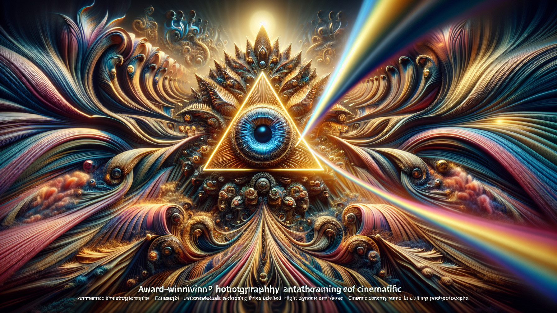 Vibrant Abstract Composition with Luminous Triangle