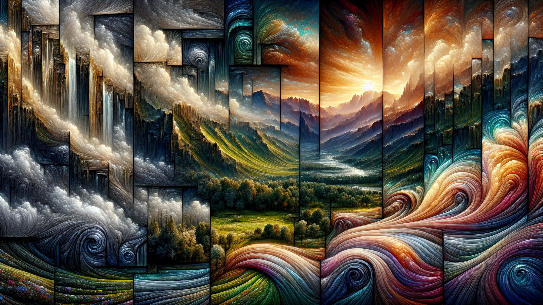 Surreal Landscape with Mountains and Vibrant Colors