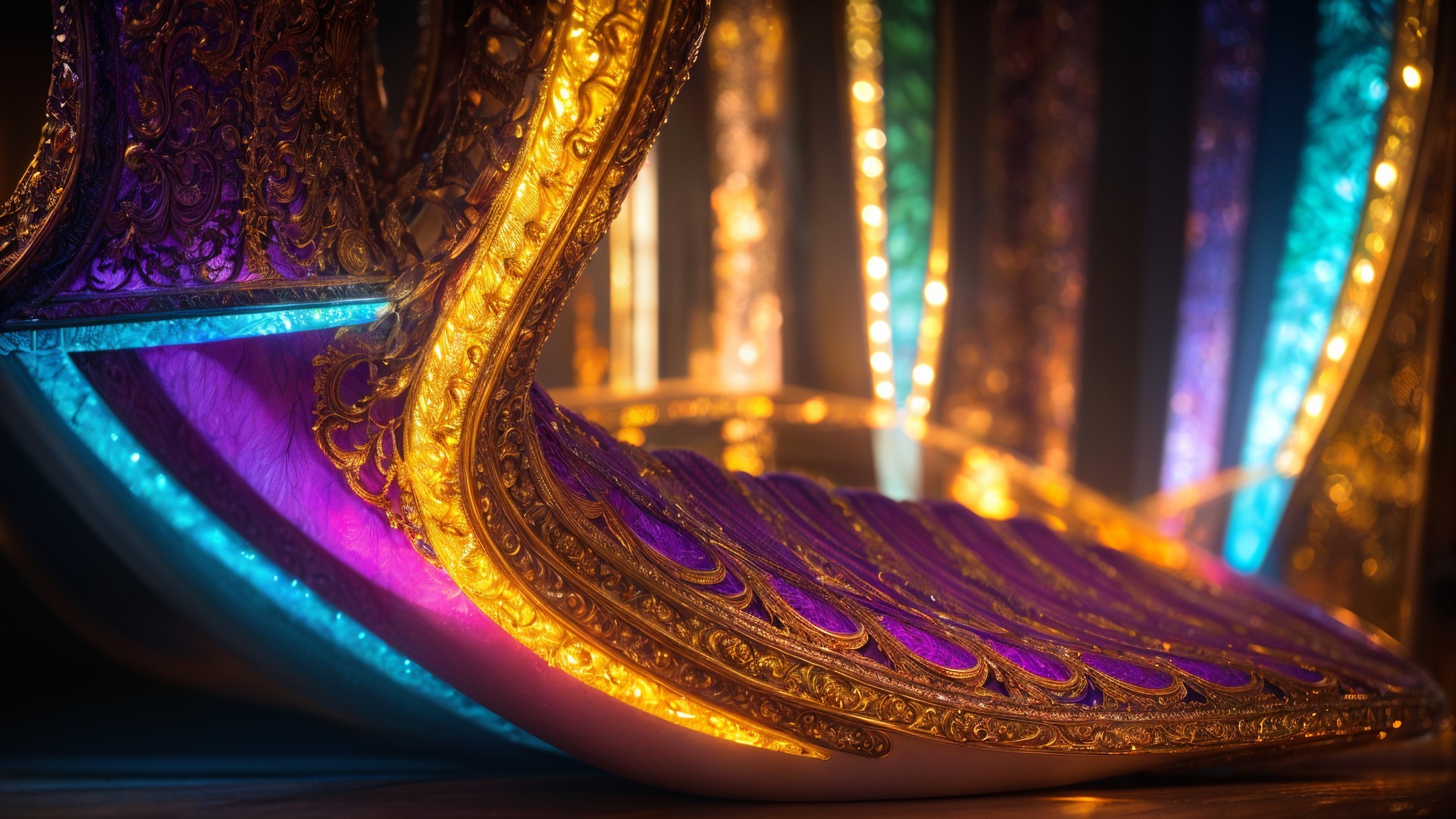 Ornate structure with vibrant colors and intricate design