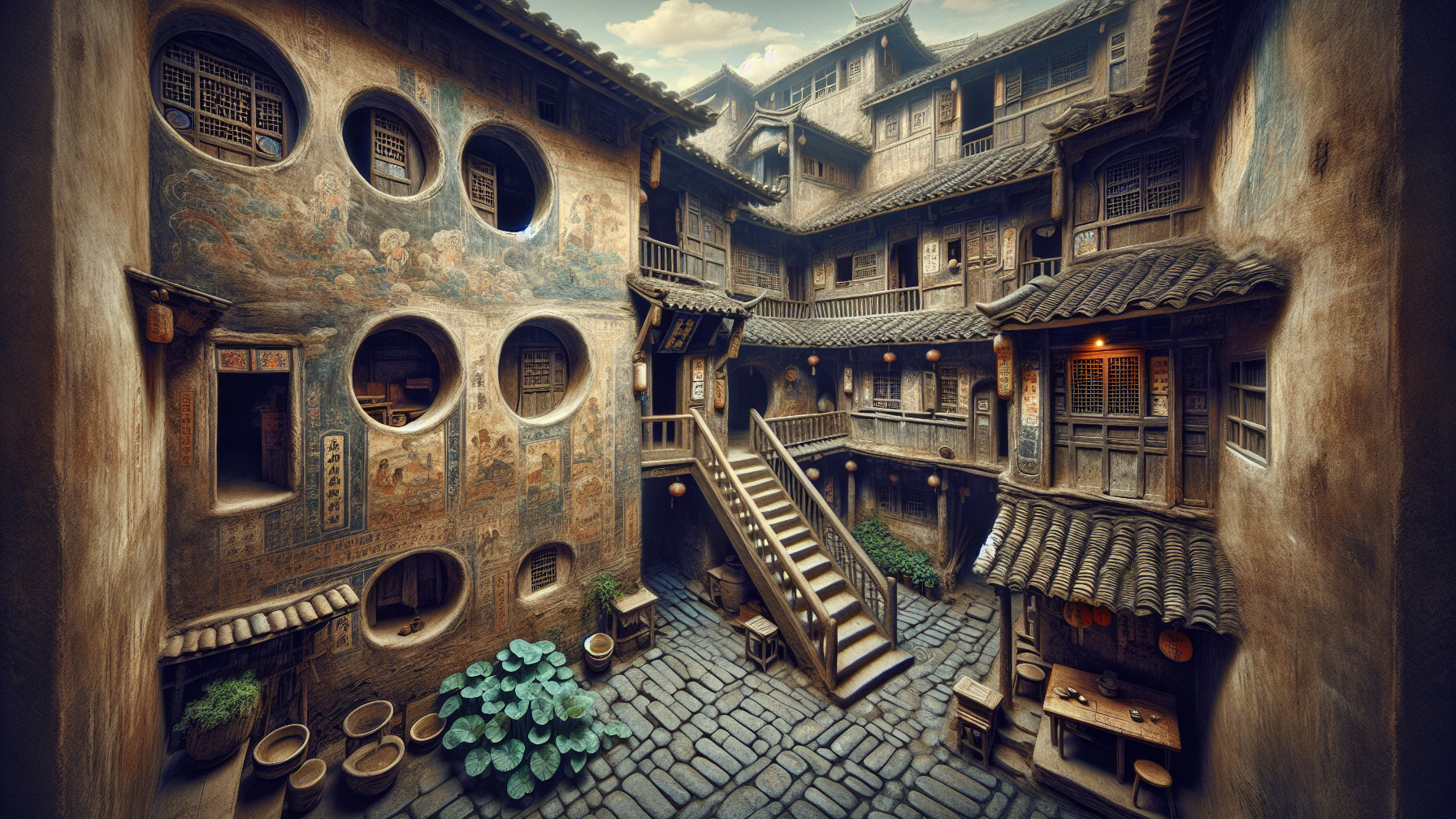 Serene Courtyard of a Traditional Chinese Building