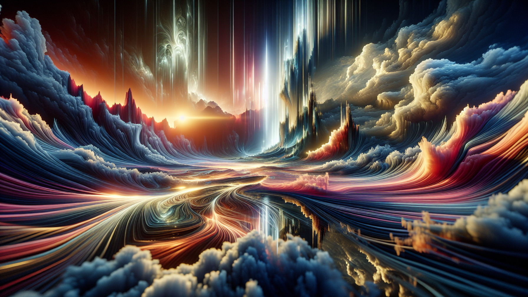Surreal Landscape with Majestic Peaks and Colors