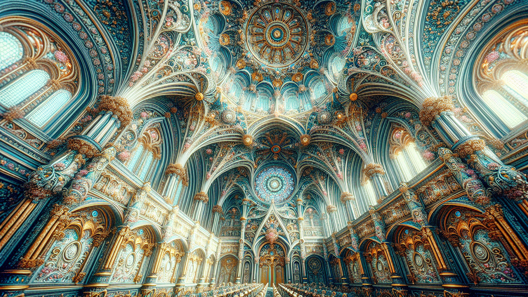 Opulent Grand Hall with Intricate Architectural Details