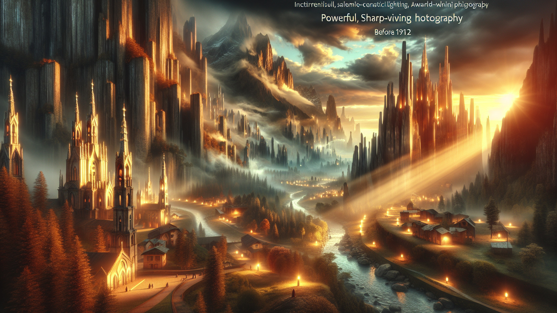 Fantasy Landscape with Mountains and Castles