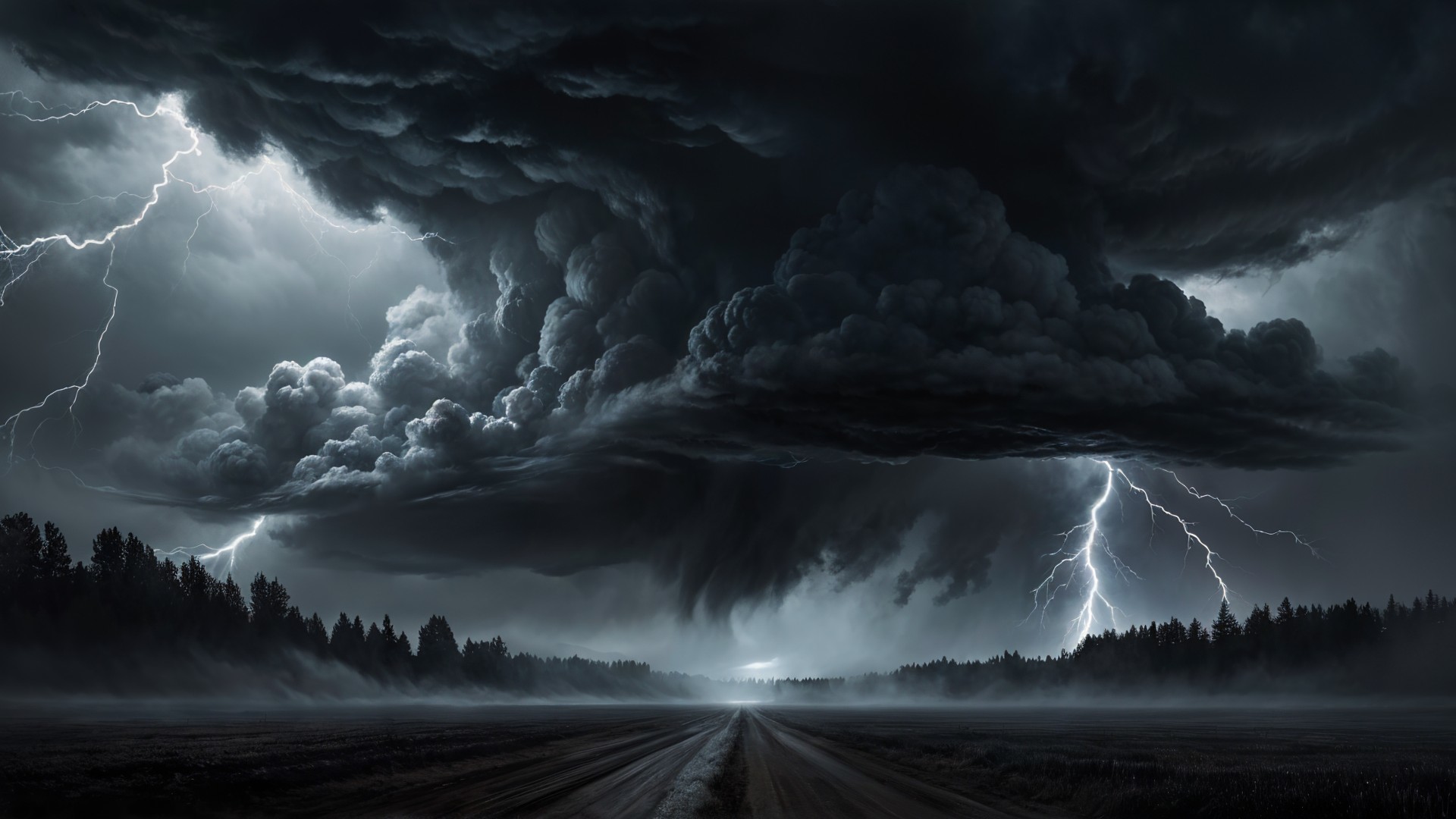 Dramatic Thunderstorm Landscape with Ominous Clouds