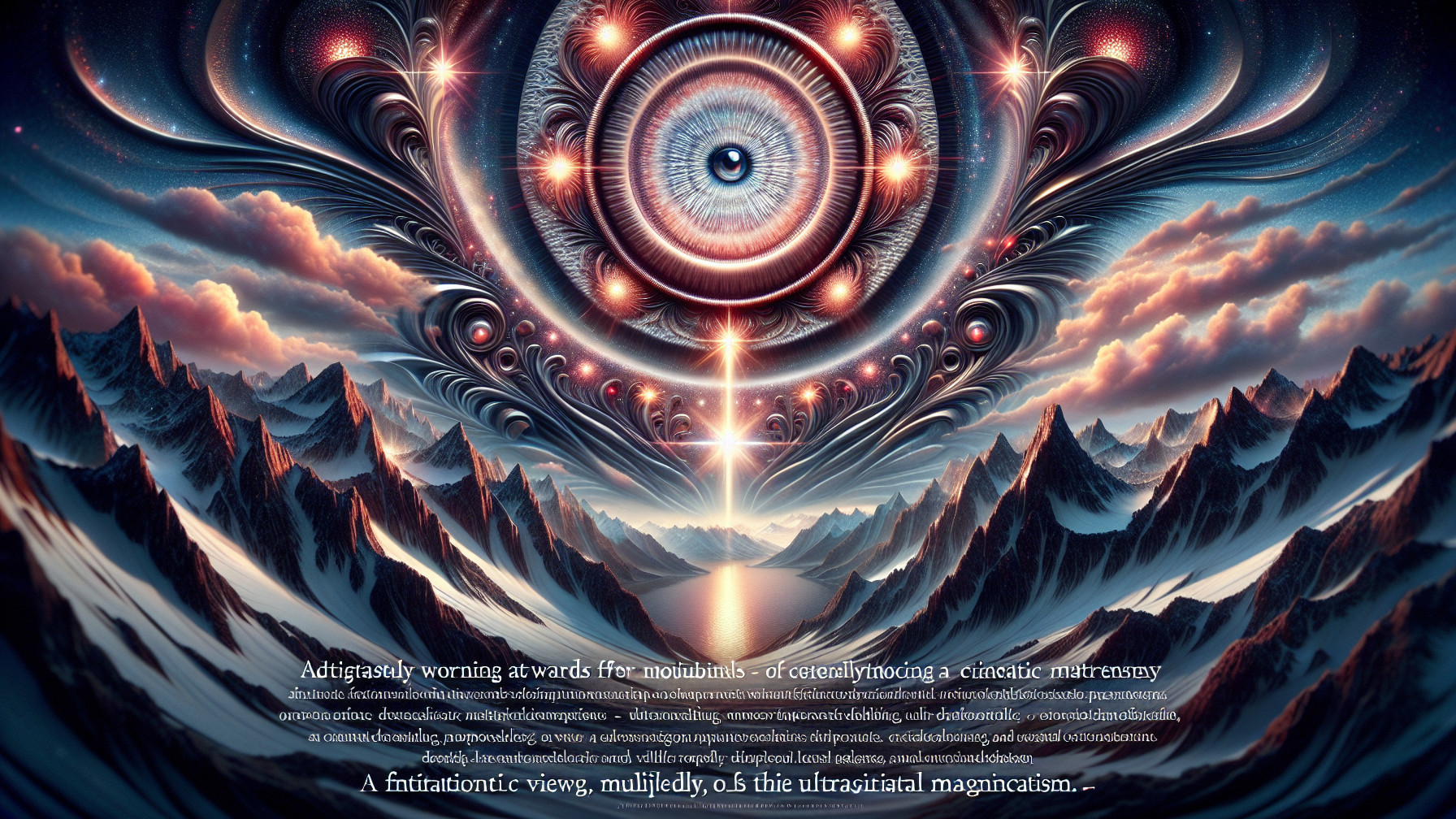Cosmic Landscape with Eye and Geometric Designs
