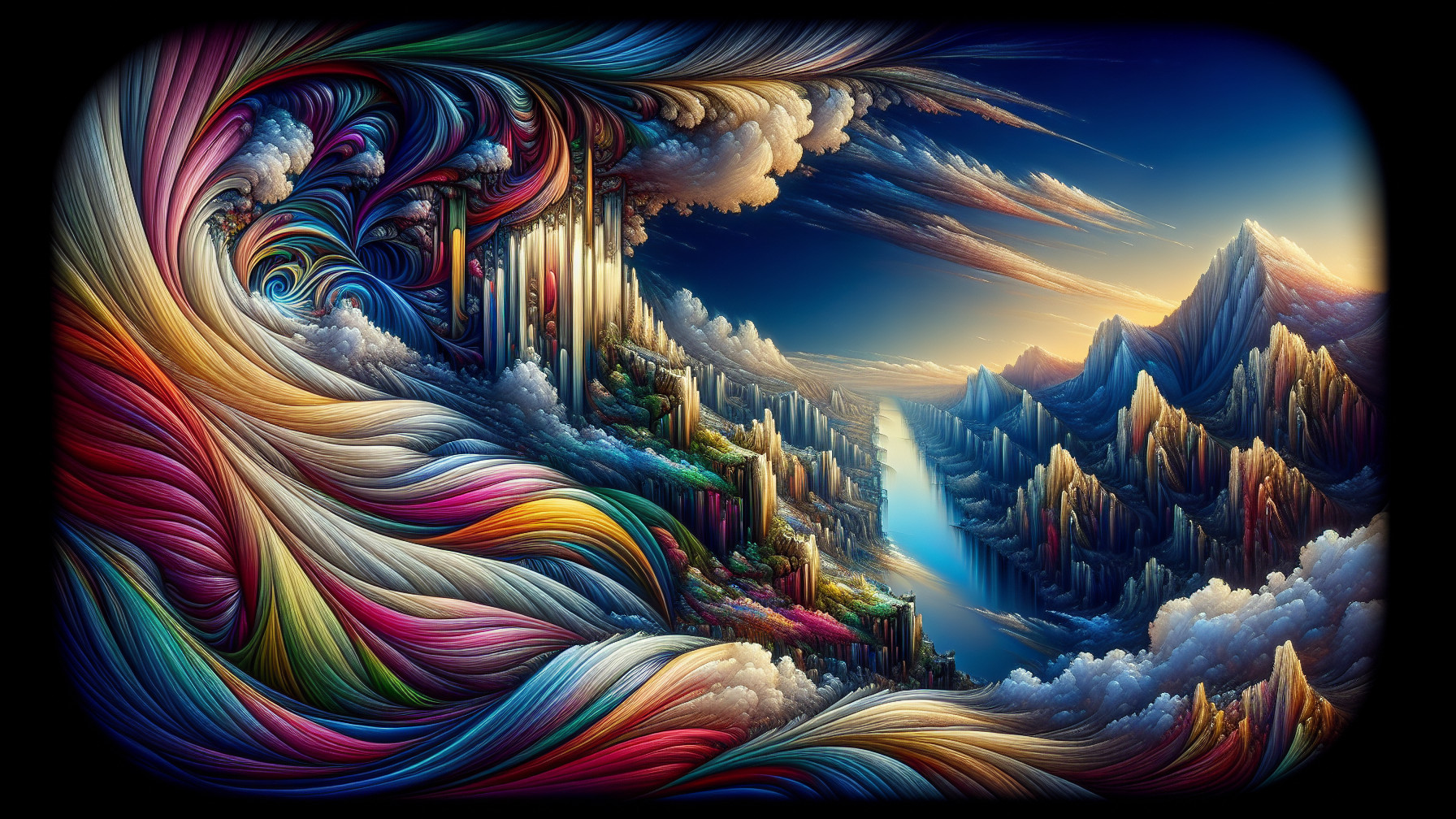 Vibrant Swirling Landscape with Colorful Patterns