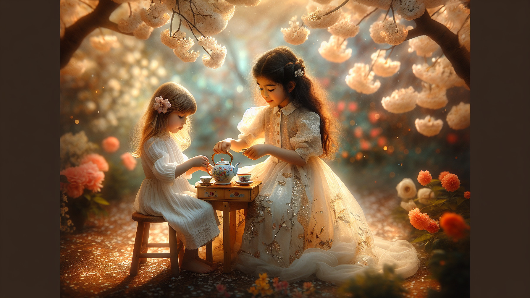 Whimsical Tea Party in a Dreamy Flower Garden