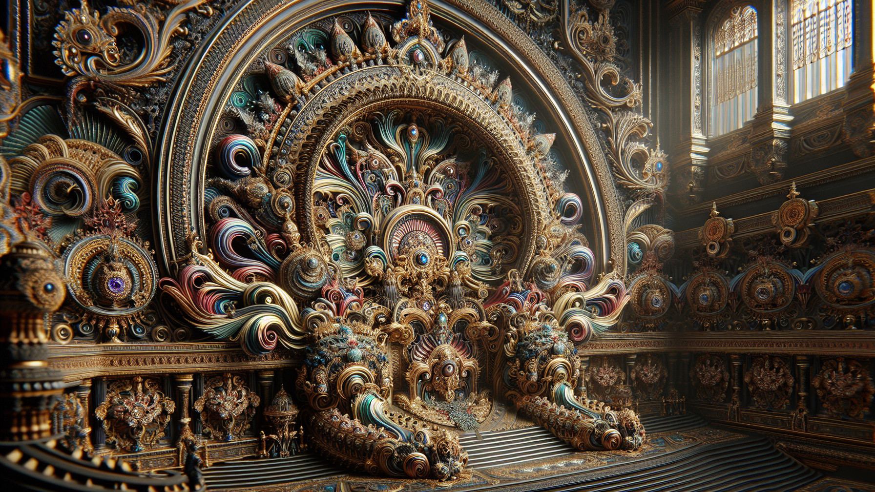 Intricate Wall Sculpture with Vibrant Patterns and Colors