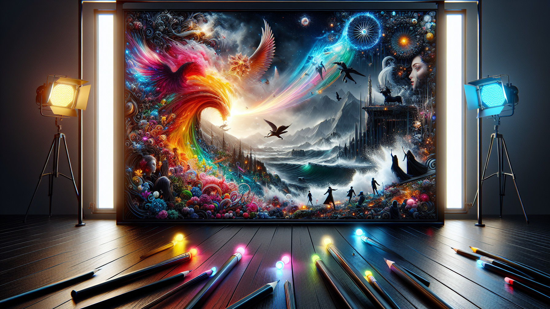 Surreal Painting of a Phoenix in a Fantastical World