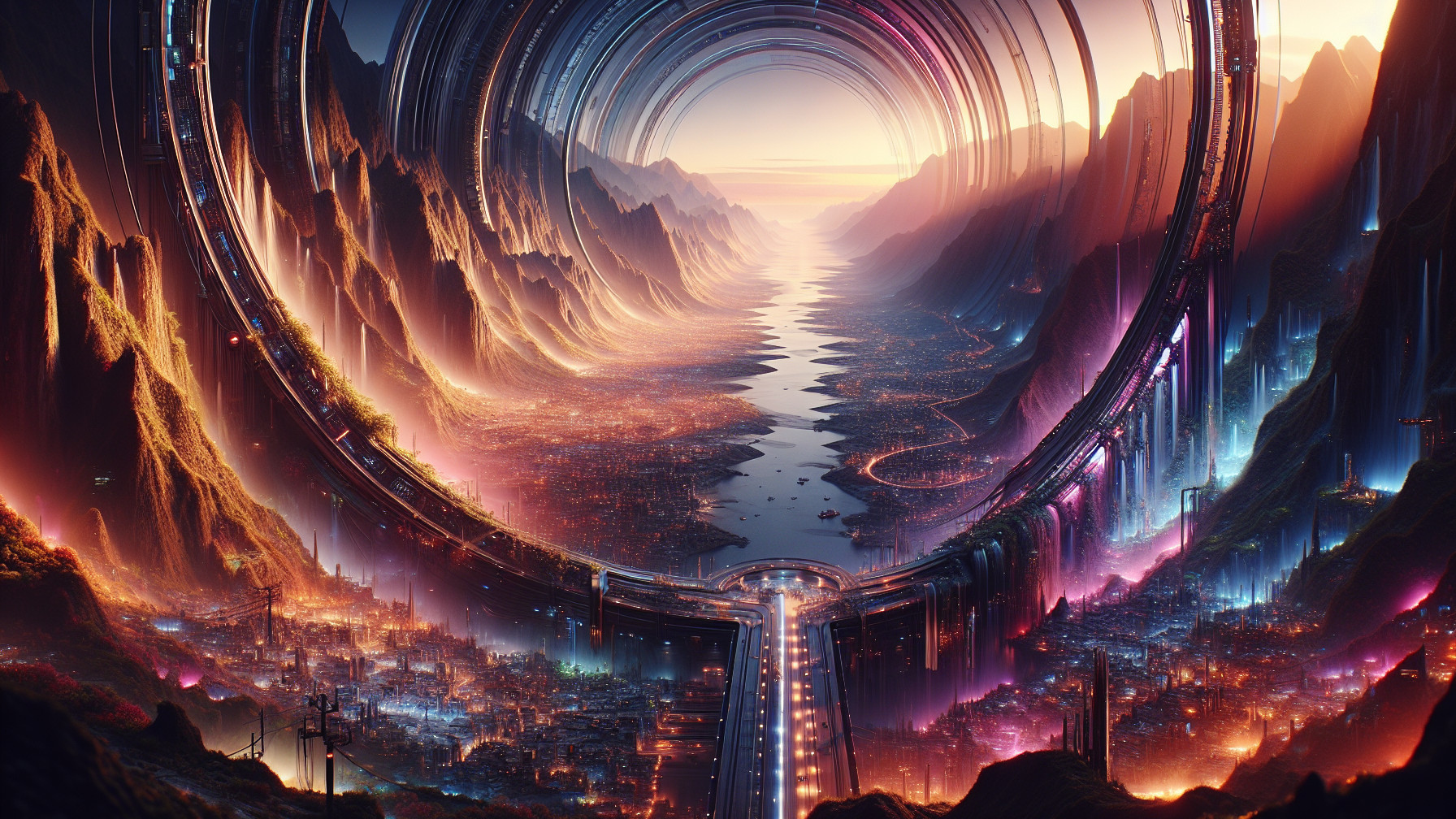 Breathtaking Valley Landscape with Vibrant Portal and River