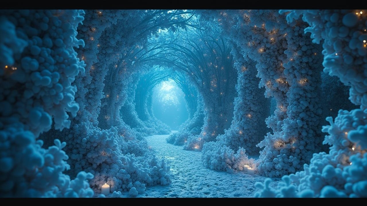 Serene Pathway in a Magical Frosty Forest