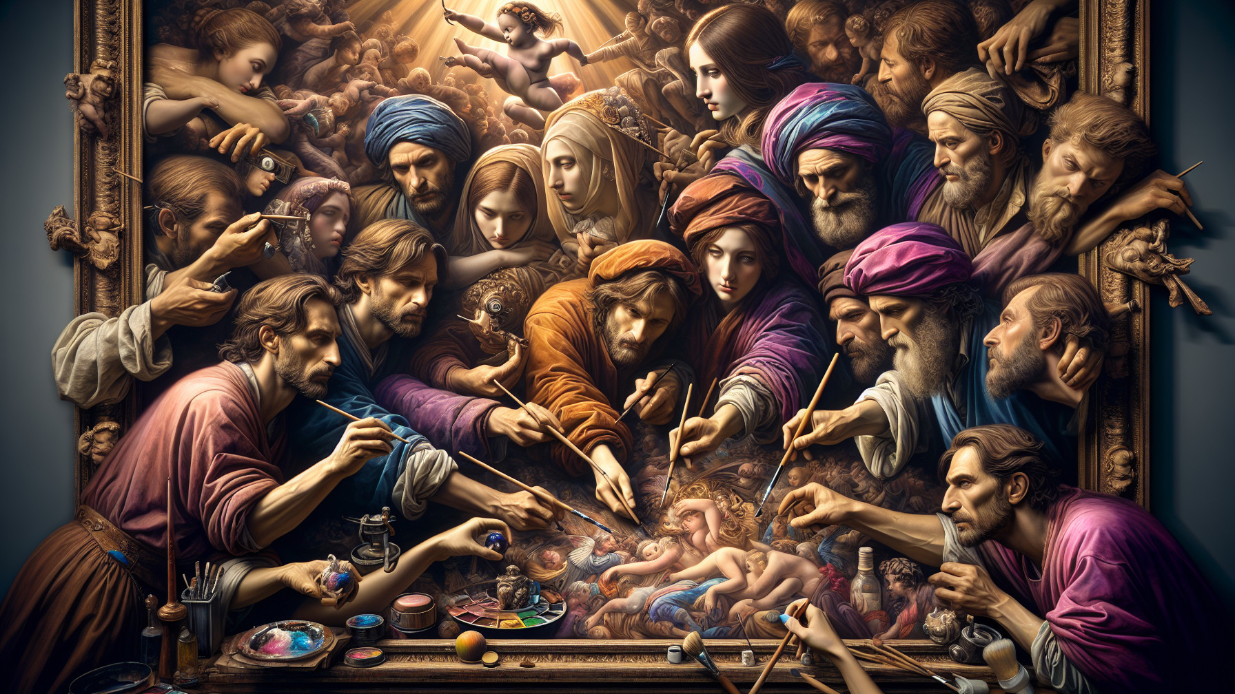 Baroque Artwork Featuring Diverse Figures and Divine Focus