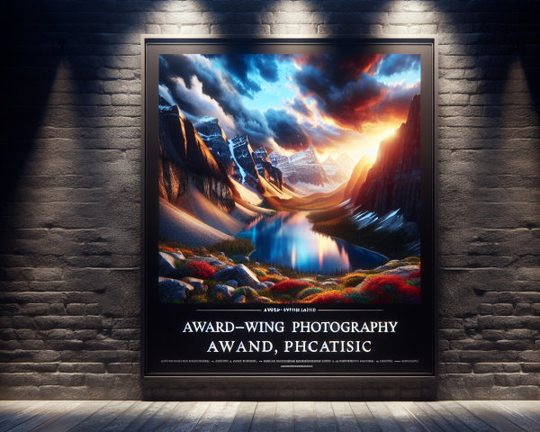 Landscape Photograph in Black Frame on Brick Wall