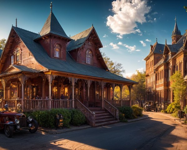 Victorian-Era House in a Picturesque Street Scene