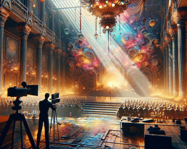 Ornate Grand Hall with High Ceilings and Chandelier