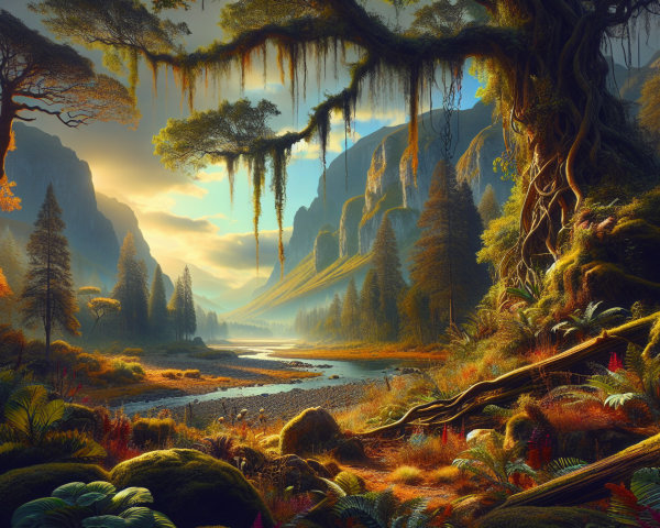 Serene Landscape with River and Autumn Foliage