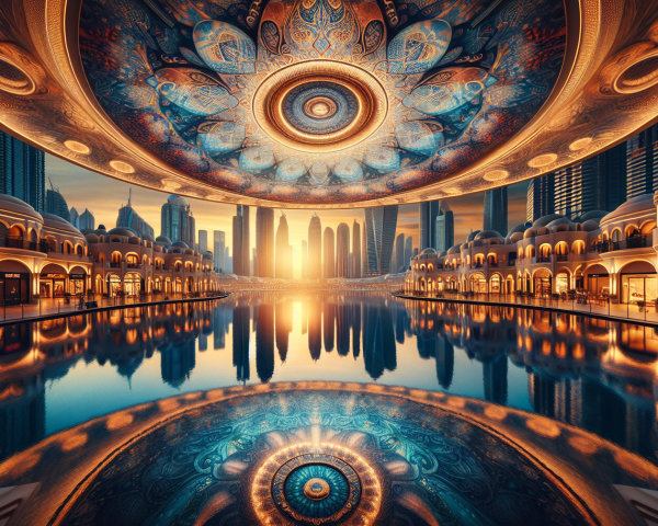 Luxurious Cityscape at Sunset with Elegant Architecture