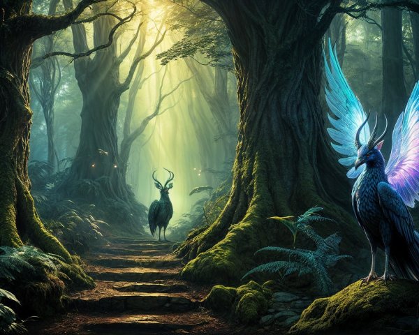 Majestic Creature in a Mystical Forest Setting