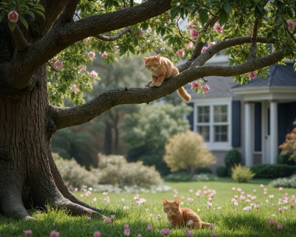 Ginger Cats in a Picturesque Garden Setting