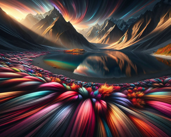 Vibrant Landscape with Mountains and Serene Lake
