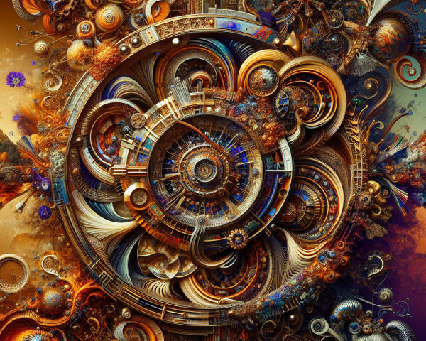 Intricate Abstract Design with Cosmic Elements and Patterns
