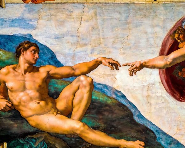 The Creation of Adam Fresco on Sistine Chapel Ceiling