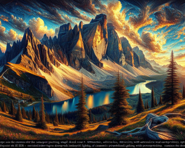 Rugged Mountains and Sunset Reflections in a Lake