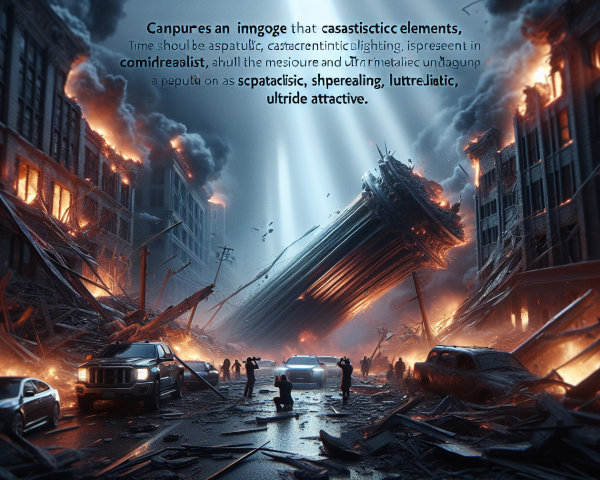 Dramatic Urban Scene of a City in Ruins and Flames