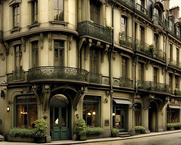 Classic European Street Scene with Ornate Buildings
