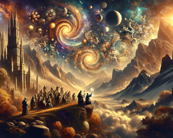 Panoramic Digital Fantasy Painting of Cosmic Landscape