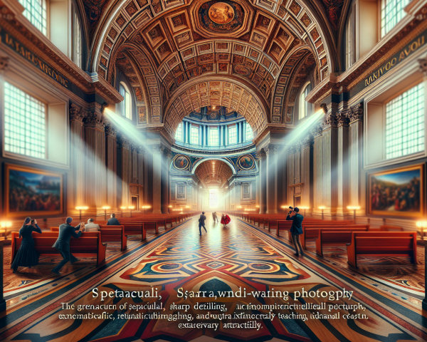 Opulent hall with soaring ceilings and intricate details