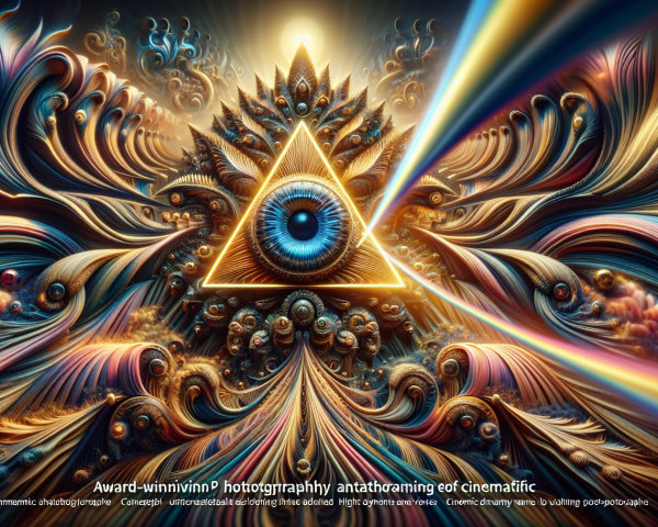 Vibrant Abstract Composition with Luminous Triangle