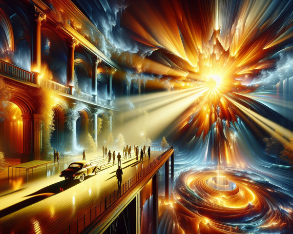 Grand Architectural Structure in Radiant Light Scene