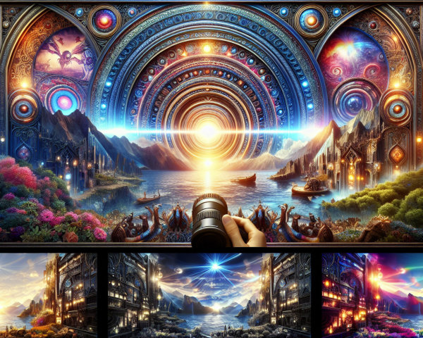 Vibrant Fantastical Landscape with Cosmic Elements